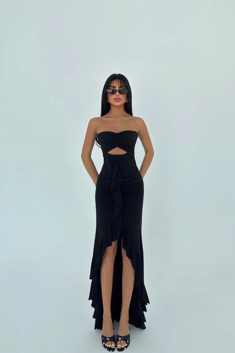 Glamorous Backless Floor Length Dress - Brand: EYYO ATELIER - Women's Clothing Wholesale - Globality Store