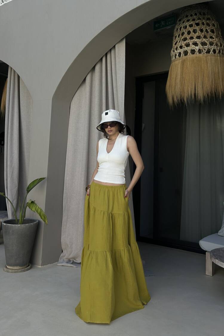 Boho Layered Maxi Skirt With Slant Pockets