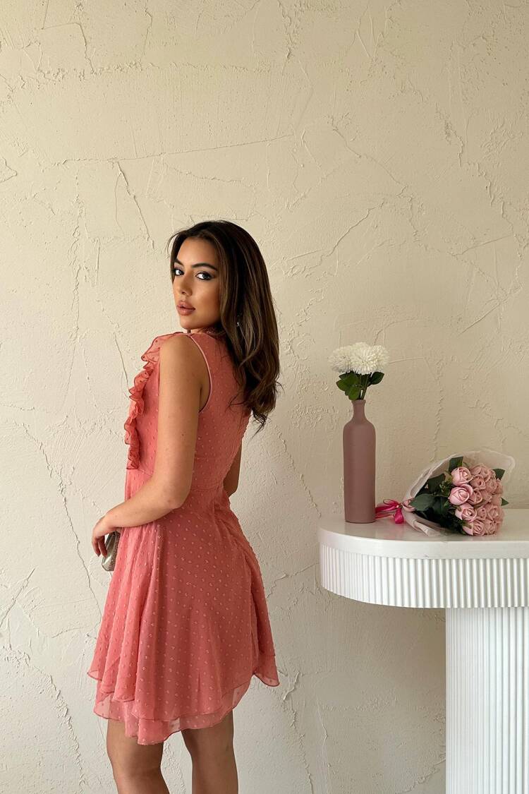 A-Line Sleeveless Mini Dress With Polka Dot & Floral
