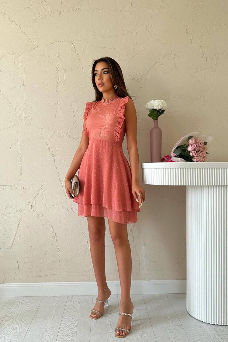 A-Line Sleeveless Mini Dress With Polka Dot & Floral - Brand: Elisa - Women's Clothing Wholesale - Globality Store