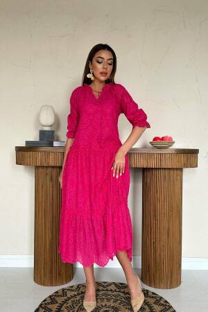 Fit And Flare Midi Dress With 3/4 Sleeves - Brand: Elisa - Women's Clothing Wholesale - Globality Store