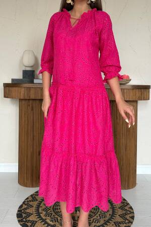 Fit And Flare Midi Dress With 3/4 Sleeves - Brand: Elisa - Women's Clothing Wholesale - Globality Store