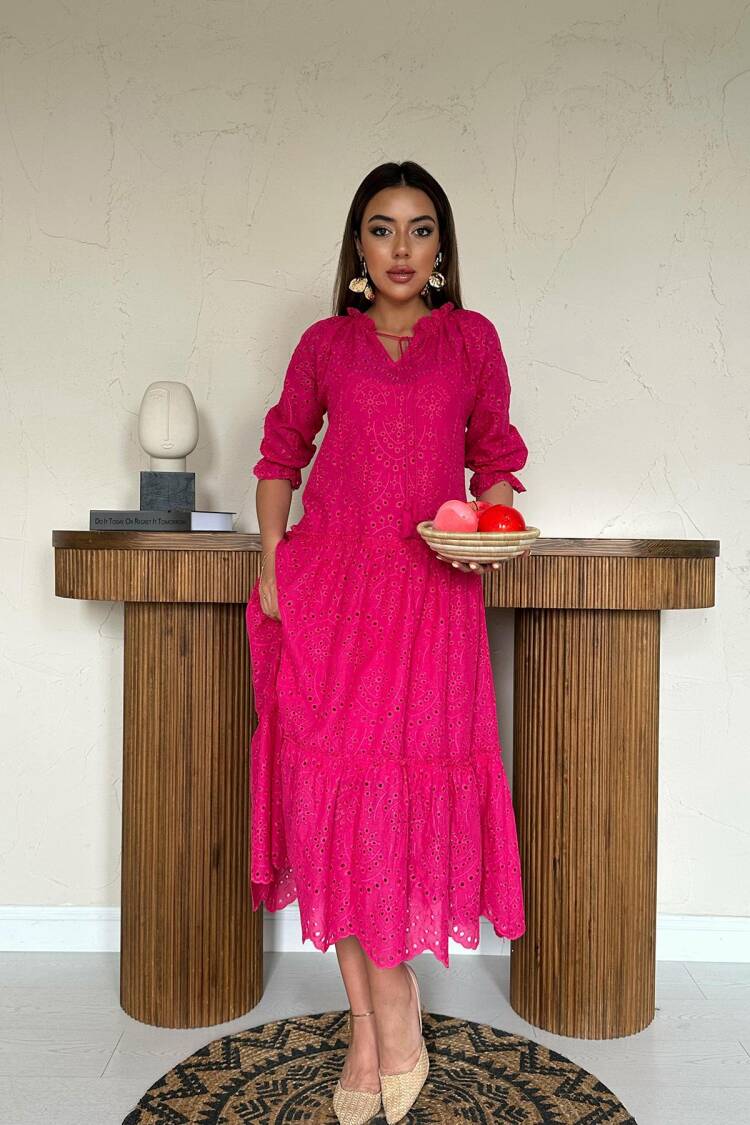 Fit And Flare Midi Dress With 3/4 Sleeves - Brand: Elisa - Women's Clothing Wholesale - Globality Store