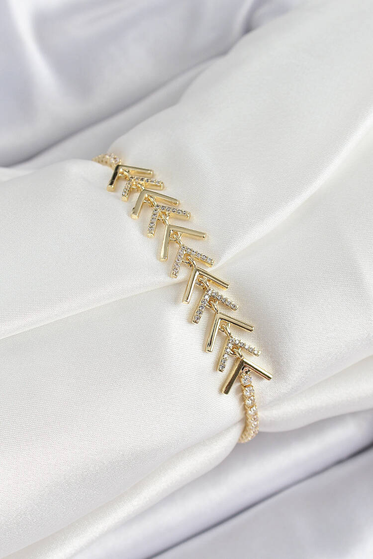 Brass Gold Color Zircon Stone Fish Back Women Bracelet