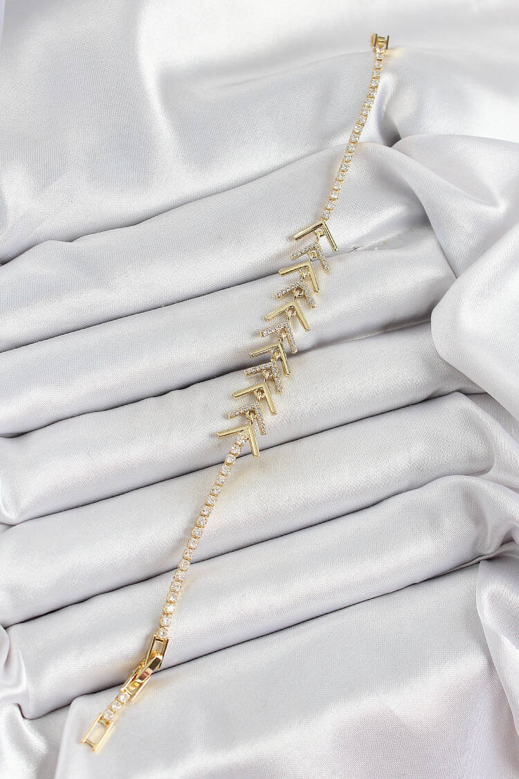 Brass Gold Color Zircon Stone Fish Back Women Bracelet - Brand: Ebijuteri - Women's Clothing Wholesale - Globality Store