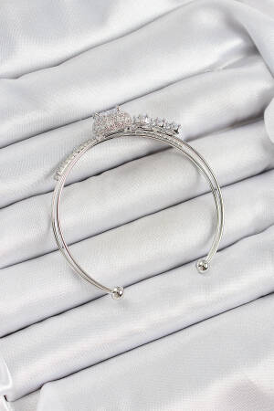 Women's Bracelet With Brass Silver Color Heart Zircon Stone - Brand: Ebijuteri - Women's Clothing Wholesale - Globality Store