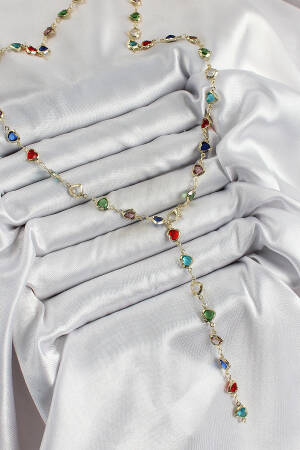 Brass Gold Color Mixed Color Zircon Stone Heart Y Women Necklace - Brand: Ebijuteri - Women & Kids, Baby Clothes Wholesale - Globality Store