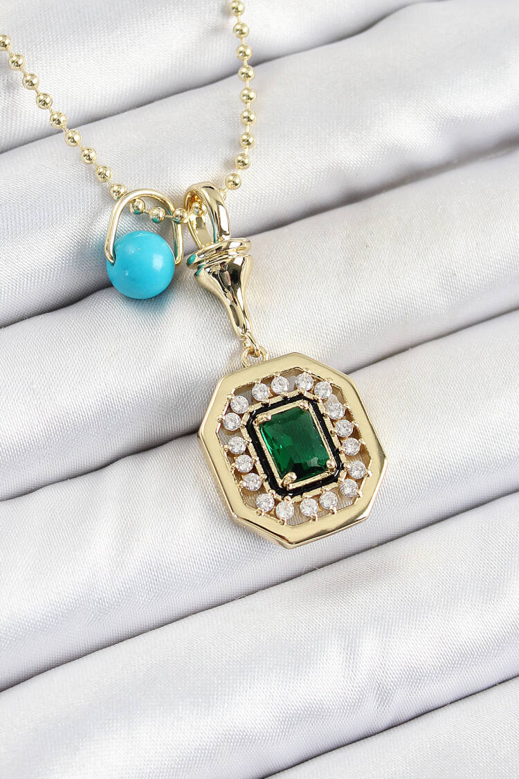 Gold Color Brass Zircon Stone Women's Serenay Necklace - Brand: Ebijuteri - Women's Clothing Wholesale - Globality Store