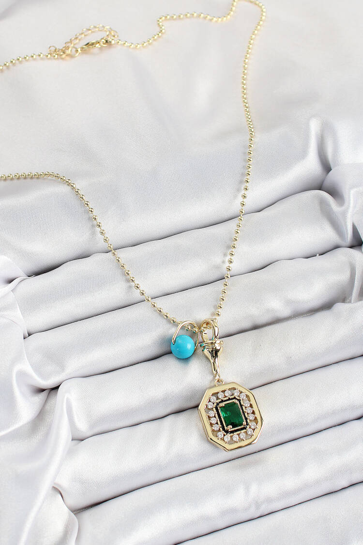 Gold Color Brass Zircon Stone Women's Serenay Necklace
