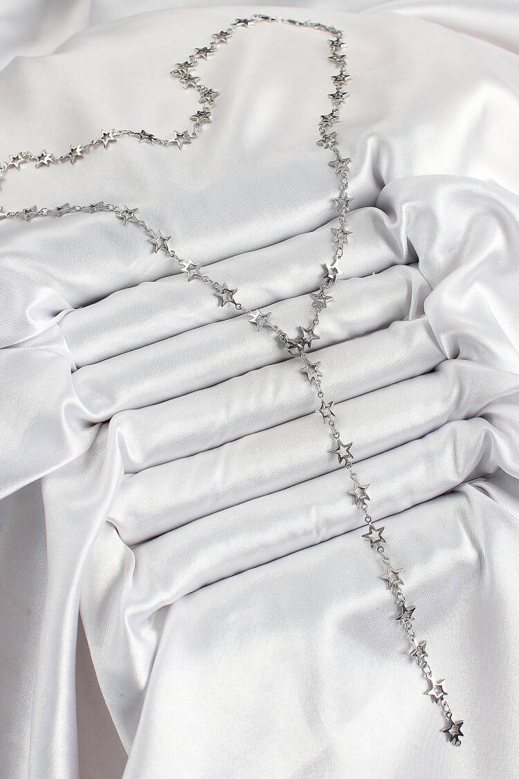 Brass Silver Color Starry Women Y Necklace - Brand: Ebijuteri - Women & Kids, Baby Clothes Wholesale - Globality Store
