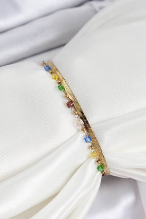 316l Steel Gold Color Mixed Color Crystal Stone Women Bracelet - Brand: Ebijuteri - Women's Clothing Wholesale - Globality Store