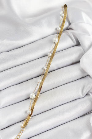 316l Steel Gold Color Pearl And Italian Chain Women's Bracelet - Brand: Ebijuteri - Women's Clothing Wholesale - Globality Store