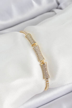 Brass Gold Color Zircon Stone Bone Pattern Women Bracelet - Brand: Ebijuteri - Women's Clothing Wholesale - Globality Store