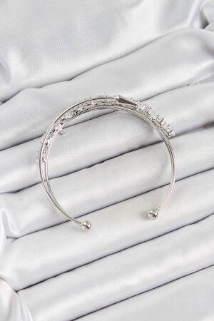 Brass Silver Color Barley Zircon Stone Women's Bracelet - Brand: Ebijuteri - Women's Clothing Wholesale - Globality Store