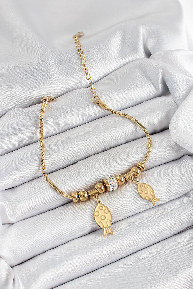316l Steel Gold Color Fish Model Women Bracelet - Brand: Ebijuteri - Women's Clothing Wholesale - Globality Store