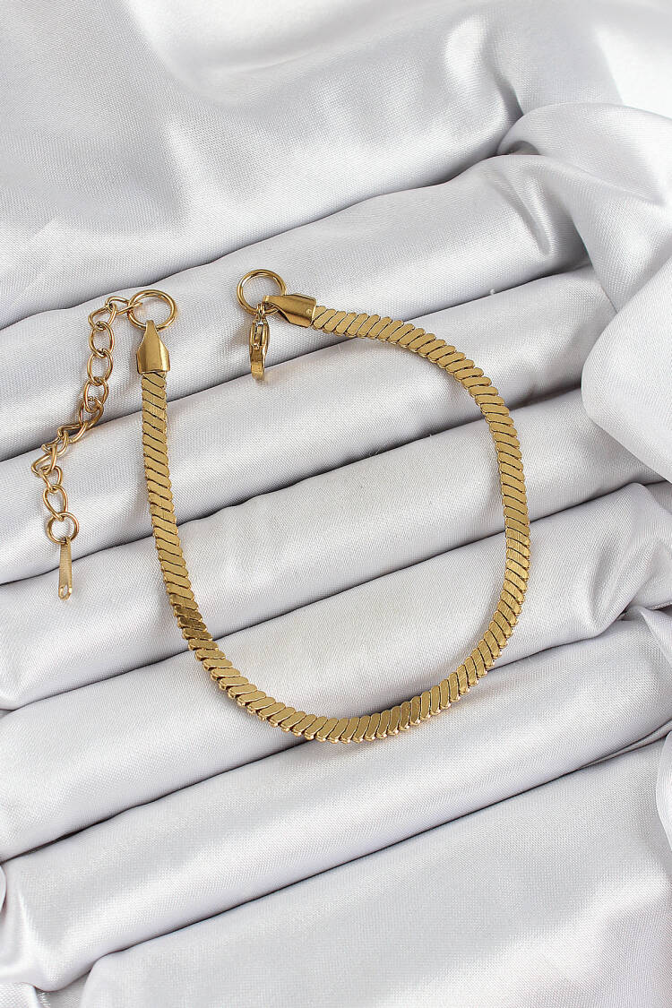 316l Steel Gold Color Flat Chain Model Women Bracelet