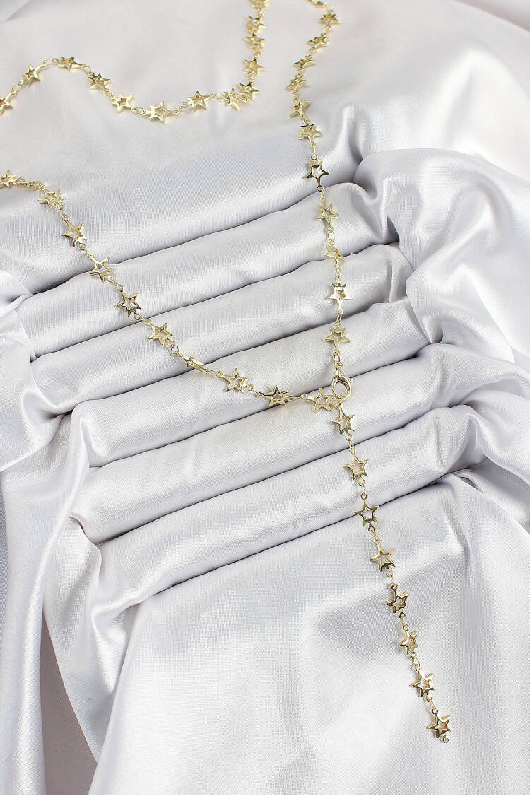 Brass Gold Color Starry Women Y Necklace - Brand: Ebijuteri - Women & Kids, Baby Clothes Wholesale - Globality Store