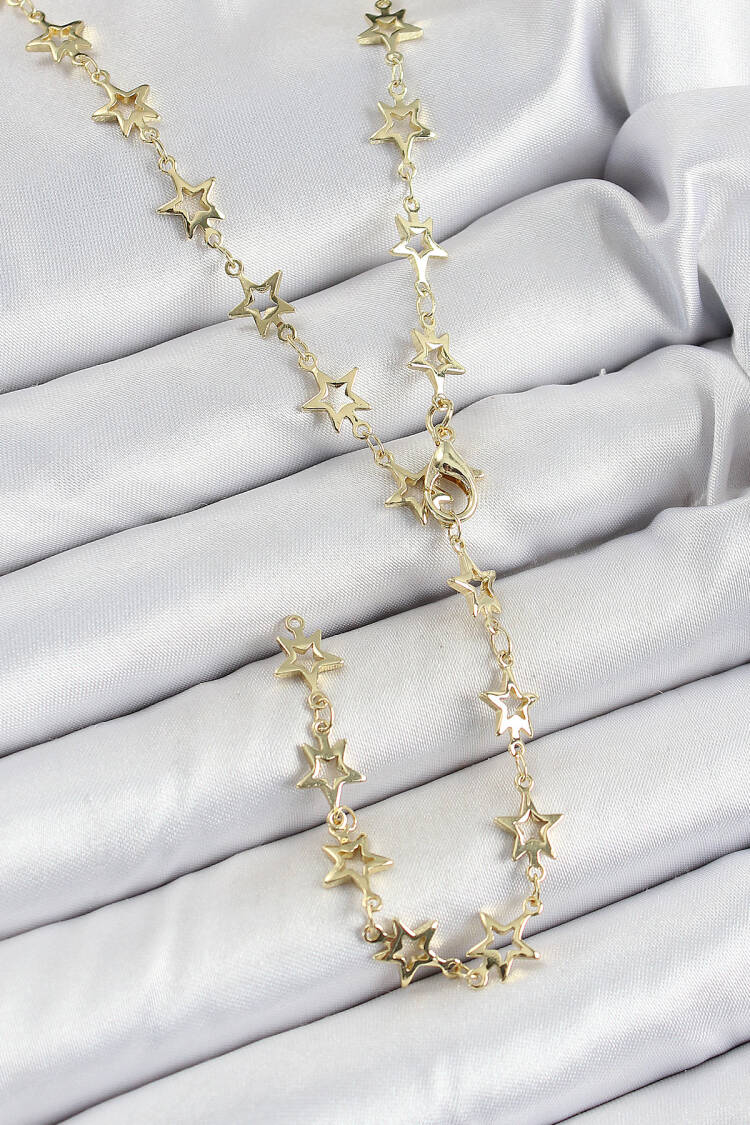Brass Gold Color Starry Women Y Necklace