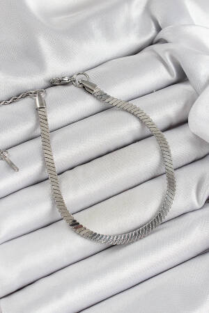 316l Steel Silver Color Flat Chain Model Women Bracelet - Brand: Ebijuteri - Women's Clothing Wholesale - Globality Store