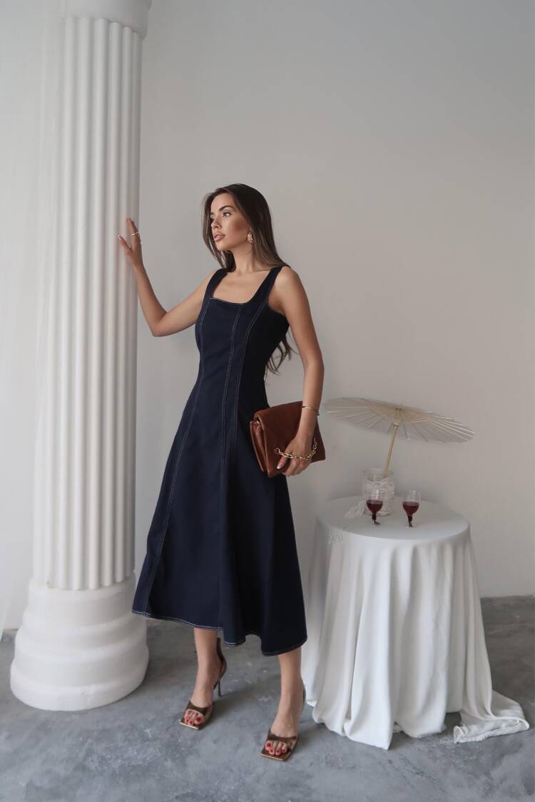 Elegant A-Line Sleeveless Midi Dress - Brand: Elisa - Women's Clothing Wholesale - Globality Store