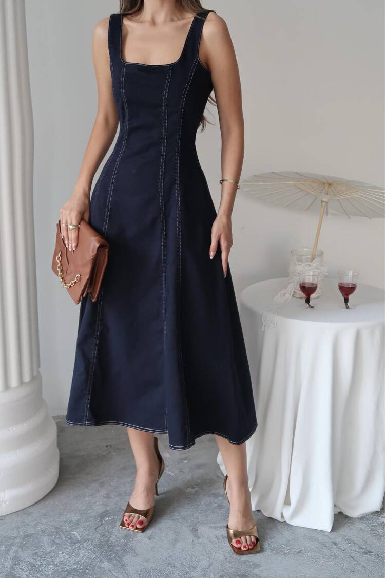Elegant A-Line Sleeveless Midi Dress