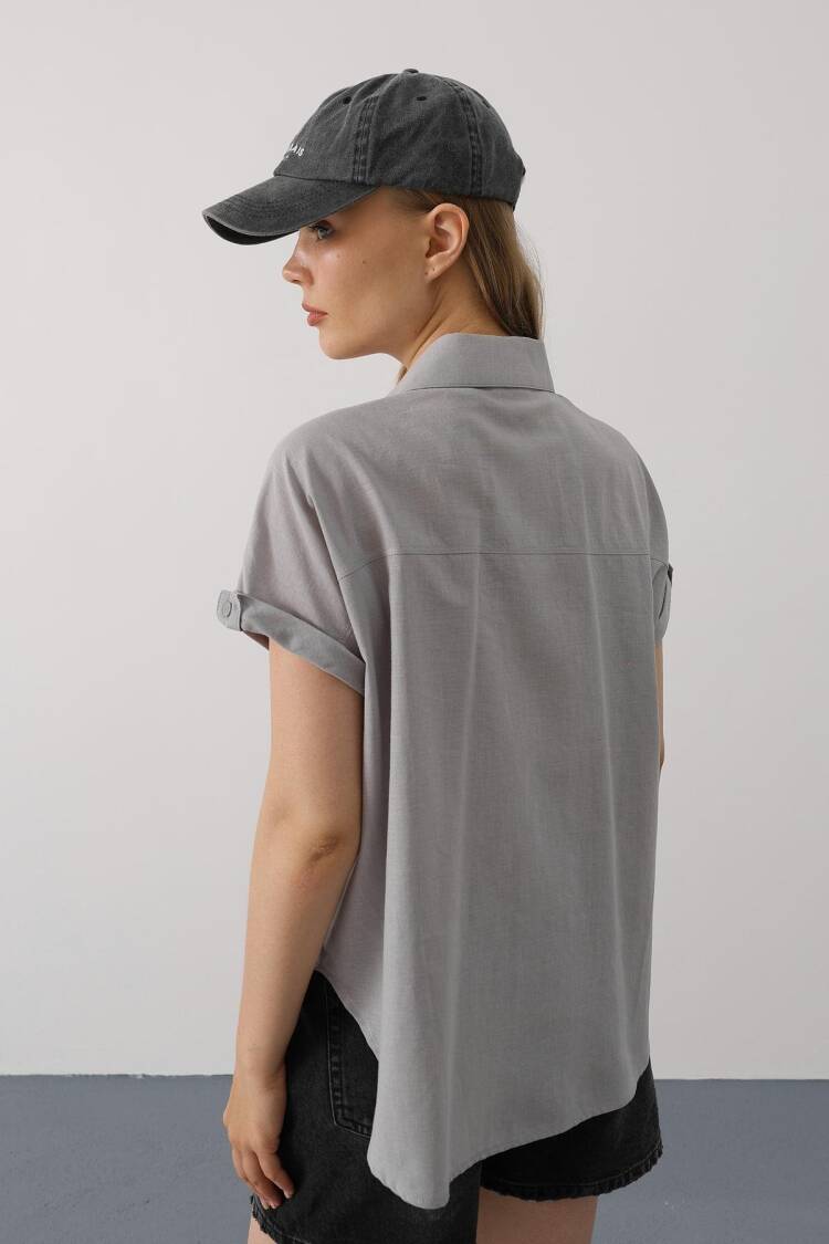 Casual Buttoned Shirt With Half Sleeves