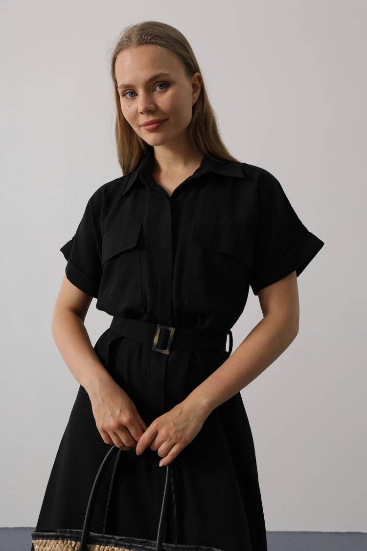 Elegant Casual Shirt Dress With Notched Neck