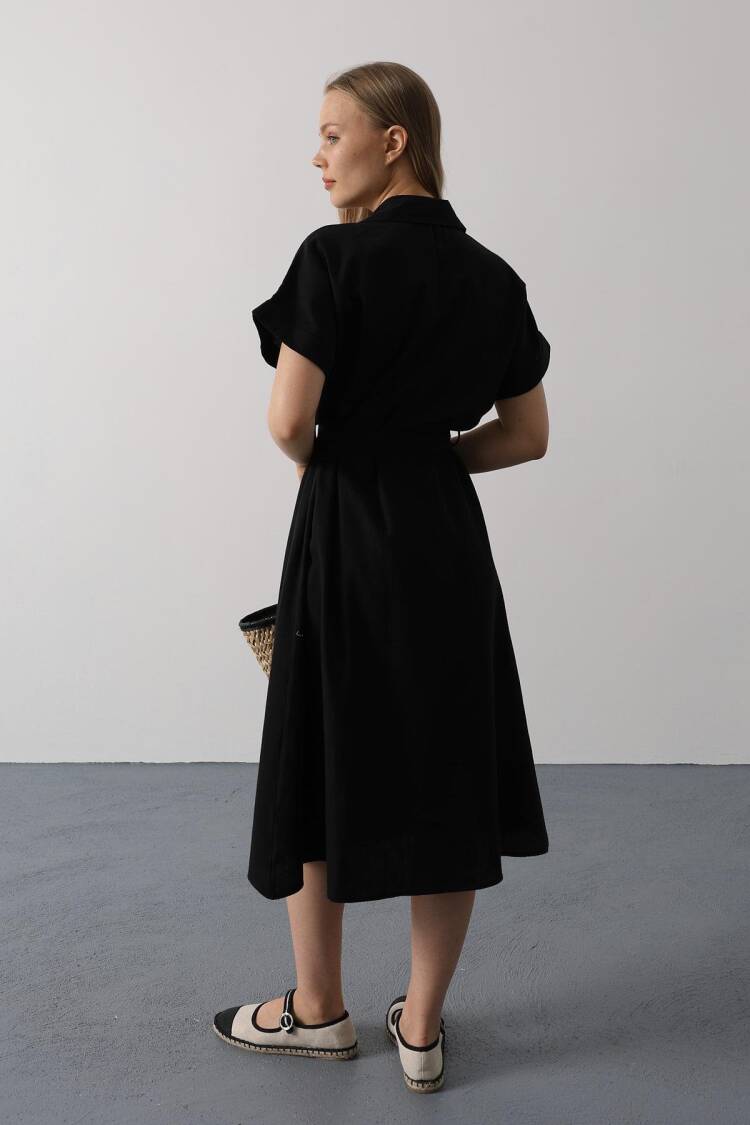 Elegant Casual Shirt Dress With Notched Neck