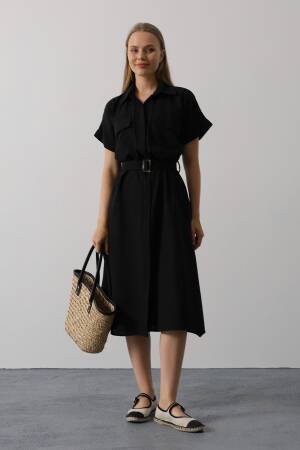 Elegant Casual Shirt Dress With Notched Neck - Brand: Reyon - Women's Clothing Wholesale - Globality Store