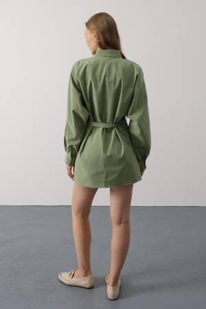 Green Shirt With Notched Neck And Buttoned Closure - Brand: Reyon - Women's Clothing Wholesale - Globality Store