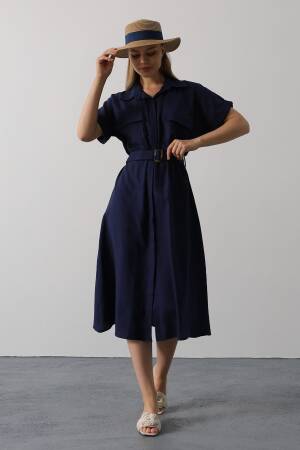 Casual Elegant Modest Formal Shirt Dress - Brand: Reyon - Women's Clothing Wholesale - Globality Store