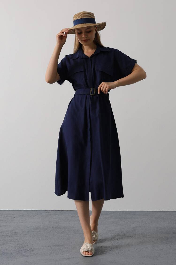 Casual Elegant Modest Formal Shirt Dress - Brand: Reyon - Women's Clothing Wholesale - Globality Store