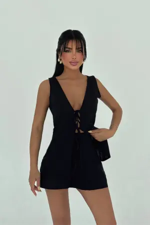 Elegant Slim Fit Pleated Mini Set - Brand: EYYO ATELIER - Women's Clothing Wholesale - Globality Store