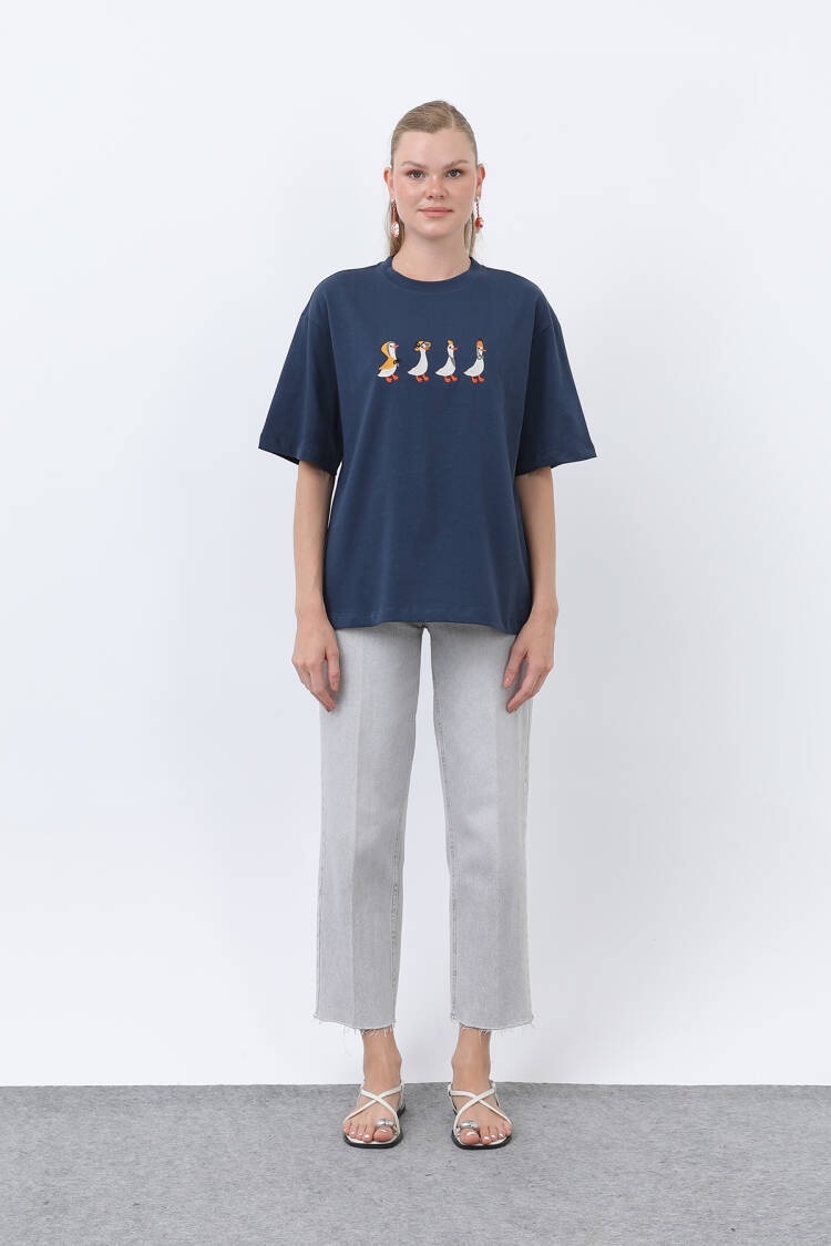 NavyOversized Fit Casual Tshirt