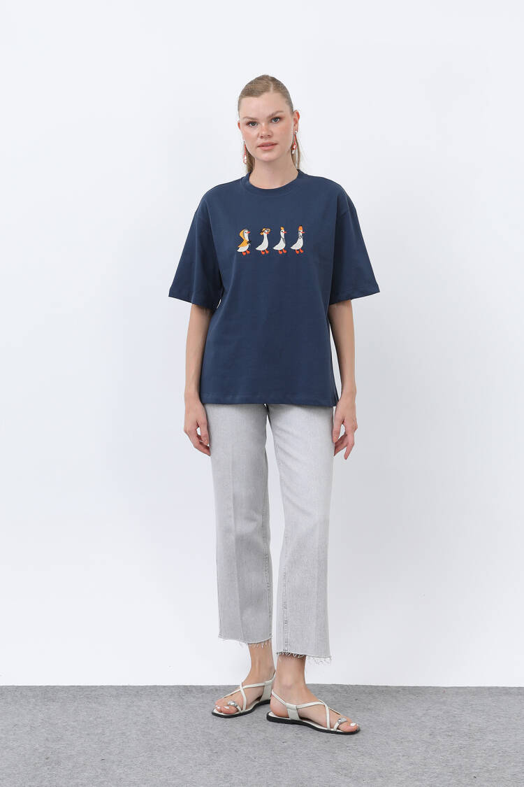 NavyOversized Fit Casual Tshirt - Brand: SOUL - Women's Clothing Wholesale - Globality Store