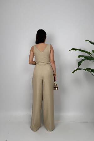 Elegant Beige Sleeveless Cowl Neck Jumper Dress - Brand: Miss Janell - Women's Clothing Wholesale - Globality Store
