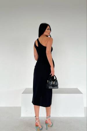 Black Glam Sleeveless Slit Midi Dress - Brand: Ezgi Nisantasi - Women's Clothing Wholesale - Globality Store