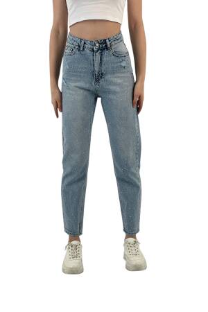 Blue Mom Jeans High Waist Straight Leg Buttoned - Brand: MISS POEM - Women's Clothing Wholesale - Globality Store