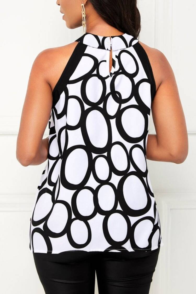 Black Sleeveless High Neck Casual Blouse