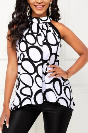 Black Sleeveless High Neck Casual Blouse - Brand: Janes - Women's Clothing Wholesale - Globality Store