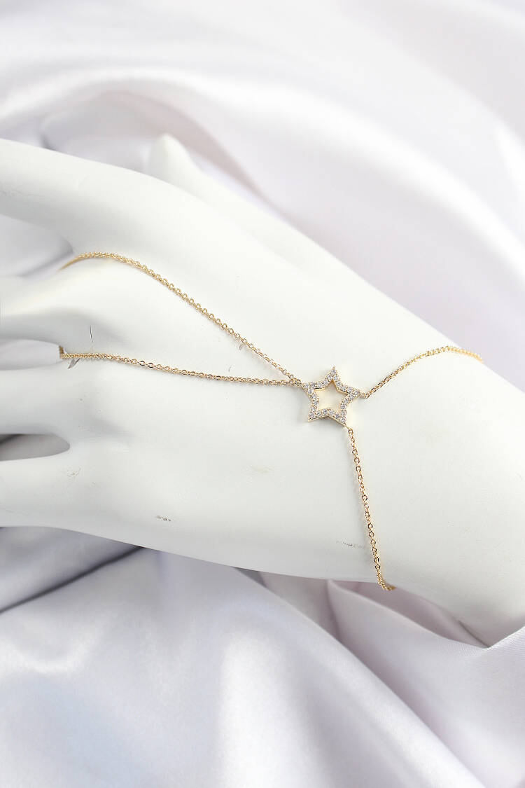 Brass Gold Color Zircon Stone Star Model Şahmeran - Brand: Ebijuteri - Women's Clothing Wholesale - Globality Store
