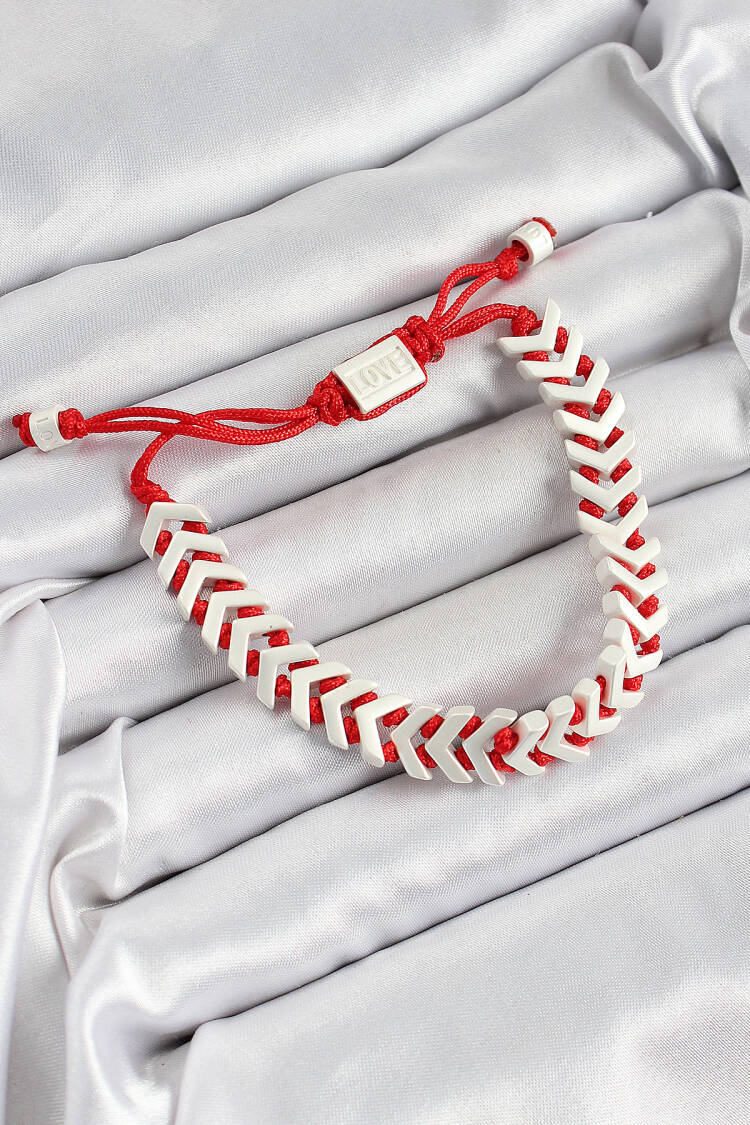 Red White Juju Women's Bracelet With Brass Elevator - Brand: Ebijuteri - Women's Clothing Wholesale - Globality Store