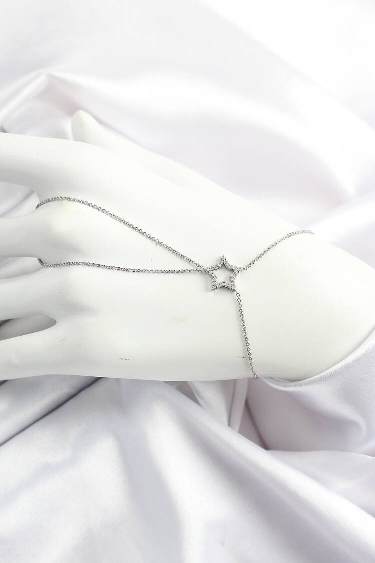 Brass Silver Color Zircon Stone Star Model Şahmeran - Brand: Ebijuteri - Women's Clothing Wholesale - Globality Store