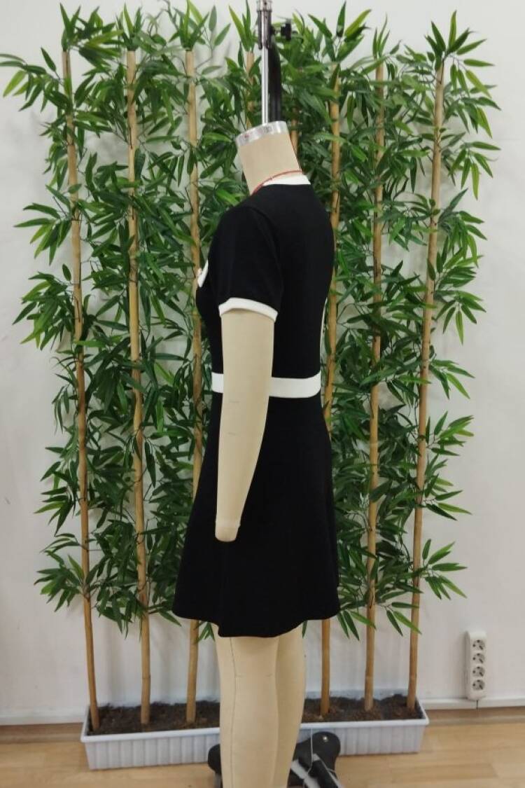 Black Elegant A-Line Mini Dress With Short Sleeves