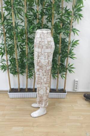 Beige Parachute Pants With Floral & Geometric Patterns - Brand: Janes - Women's Clothing Wholesale - Globality Store