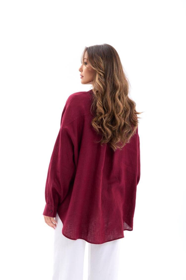 Oversized V-Neck Long Sleeve Shirt