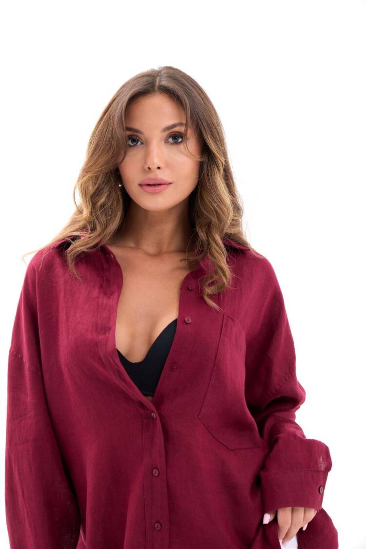 Oversized V-Neck Long Sleeve Shirt