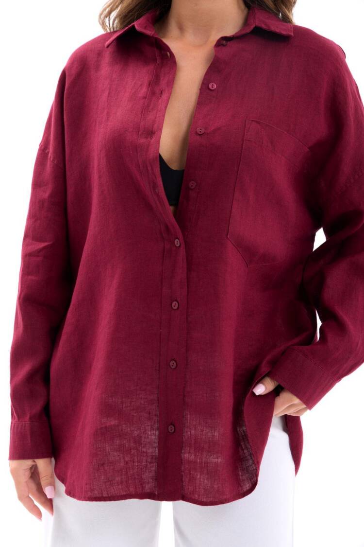 Oversized V-Neck Long Sleeve Shirt
