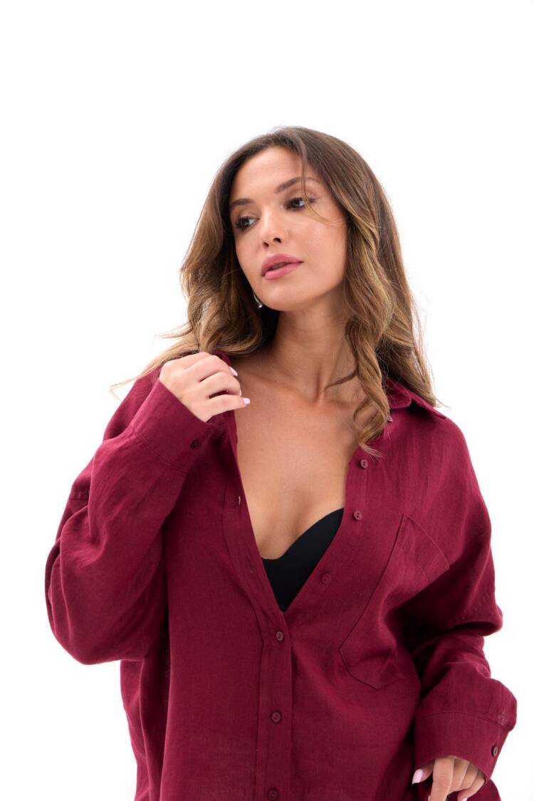 Oversized V-Neck Long Sleeve Shirt