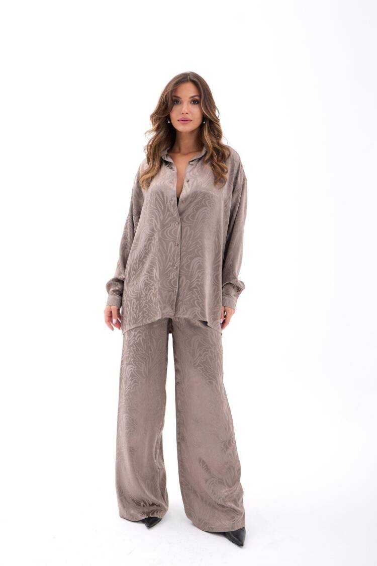 Beige Marble Oversized Fit Set - Brand: Fame - Women's Clothing Wholesale - Globality Store